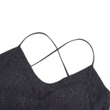 Black Sexy Slim Fit Rhinestone Seamless Backless Short Camisole