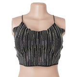 Black Sexy Slim Fit Rhinestone Seamless Backless Short Camisole