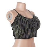 Black Sexy Slim Fit Rhinestone Seamless Backless Short Camisole