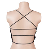 Black Sexy Slim Fit Rhinestone Seamless Backless Short Camisole