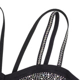 Black Sexy Rhinestone Double Straps Short Camisole