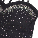Black Sexy Rhinestone Double Straps Short Camisole