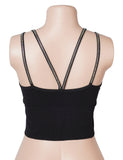 Black Sexy Rhinestone Double Straps Short Camisole