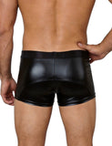 Black Sexy Men Zipper PU Leather Boxer