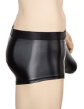 Black Sexy Men Zipper PU Leather Boxer