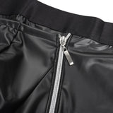Black Sexy Men Zipper PU Leather Boxer