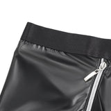 Black Sexy Men Zipper PU Leather Boxer