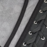 8 Pieces Boning Black Halter Neck Deep V Zippered Faux Leather Corset Egypt