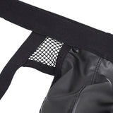 Black Sexy Men PU Leather Mesh Jockstrap