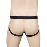 Black Sexy Men PU Leather Mesh Jockstrap