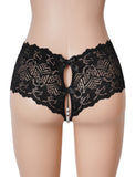 Sexy Lace Pearl Open Crotch Women Panty
