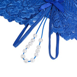 Sexy Lace Pearl Open Crotch Women Panty