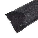 Black Sexy Long Sleeves Eyelash Lace Mesh Robe