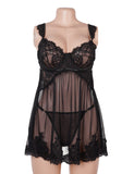 Sexy Lace Mesh U Shape Backless Babydoll Lingerie