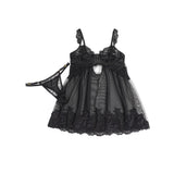 Sexy Lace Mesh U Shape Backless Babydoll Lingerie