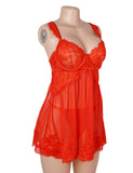 Sexy Lace Mesh U Shape Backless Babydoll Lingerie
