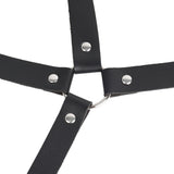 Black Faux Leather Rivets Punk One Piece Body Harness Bondage