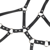 Black Faux Leather Rivets Punk One Piece Body Harness Bondage
