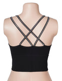 Black Sexy Slim Fit Short Camisole With Rhinestone Double Spaghetti Straps