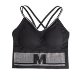 Black Sexy Slim Fit Short Camisole With Rhinestone Double Spaghetti Straps