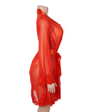 Sexy Long Sleeves Eyelash Lace Mesh Robe