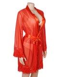 Sexy Long Sleeves Eyelash Lace Mesh Robe