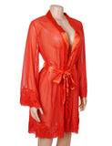 Sexy Long Sleeves Eyelash Lace Mesh Robe