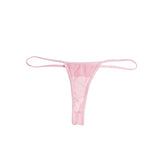 V Neck Pink Lace Stitching Strap with Flower Babydoll