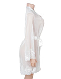Sexy Long Sleeves Eyelash Lace Mesh Robe