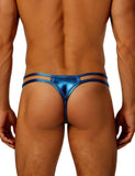 Faux Leather Men Sexy Thong With Double Adjustable Straps