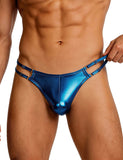 Faux Leather Men Sexy Thong With Double Adjustable Straps