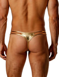 Faux Leather Men Sexy Thong With Double Adjustable Straps