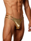 Faux Leather Men Sexy Thong With Double Adjustable Straps