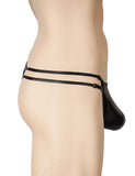 Faux Leather Men Sexy Thong With Double Adjustable Straps