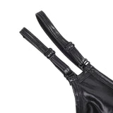 Faux Leather Men Sexy Thong With Double Adjustable Straps