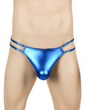 Faux Leather Men Sexy Thong With Double Adjustable Straps