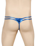 Faux Leather Men Sexy Thong With Double Adjustable Straps