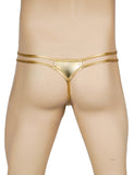 Faux Leather Men Sexy Thong With Double Adjustable Straps
