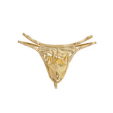 Faux Leather Men Sexy Thong With Double Adjustable Straps