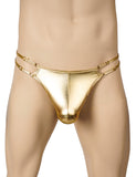 Faux Leather Men Sexy Thong With Double Adjustable Straps