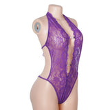 Lace Sexy V Neck Halter Backless Open Crotch Teddy Lingerie