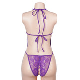 Lace Sexy V Neck Halter Backless Open Crotch Teddy Lingerie