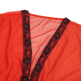 Women Sexy Red Short Robe and Lingerie Slip Dress Two Pieces Set