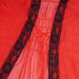 Women Sexy Red Short Robe and Lingerie Slip Dress Two Pieces Set