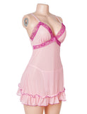Sexy V-Neck Lace Mesh Women Lingerie Nightdress