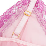 Sexy V-Neck Lace Mesh Women Lingerie Nightdress