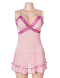 Sexy V-Neck Lace Mesh Women Lingerie Nightdress