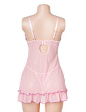 Sexy V-Neck Lace Mesh Women Lingerie Nightdress
