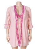 Women Sexy Short Robe and Lingerie Slip Dress Two Pieces Set