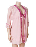 Women Sexy Short Robe and Lingerie Slip Dress Two Pieces Set